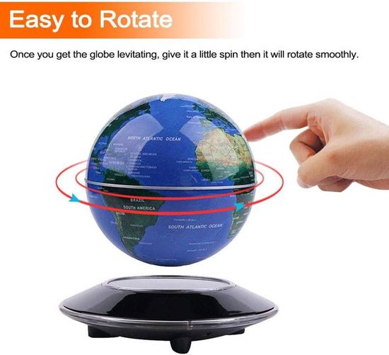 Flagest - Globe Terrestre à Lévitation Magnétique Avec Lumières LED - Diamètre 10 Cm - Décoration Bureau Et éducative