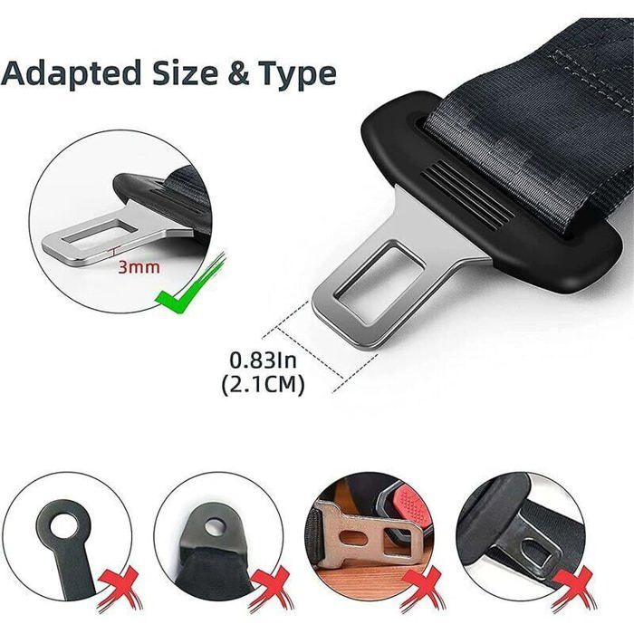 Lot de 2 clips de réglage de ceinture de sécurité, butée de réglage