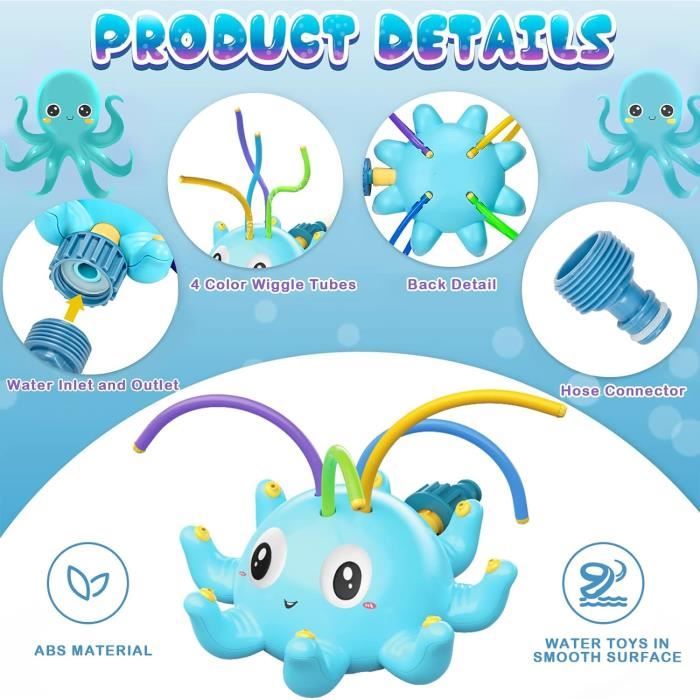 Jouets d'Extérieur Jouets d'Été pour Jouer dans l'Eau Tuyau d'Eau Arroseur Rotatif pour Jardin et Jouet Interactif de Pulvérisation d'Eau pour Enfants Divertissement Extérieur