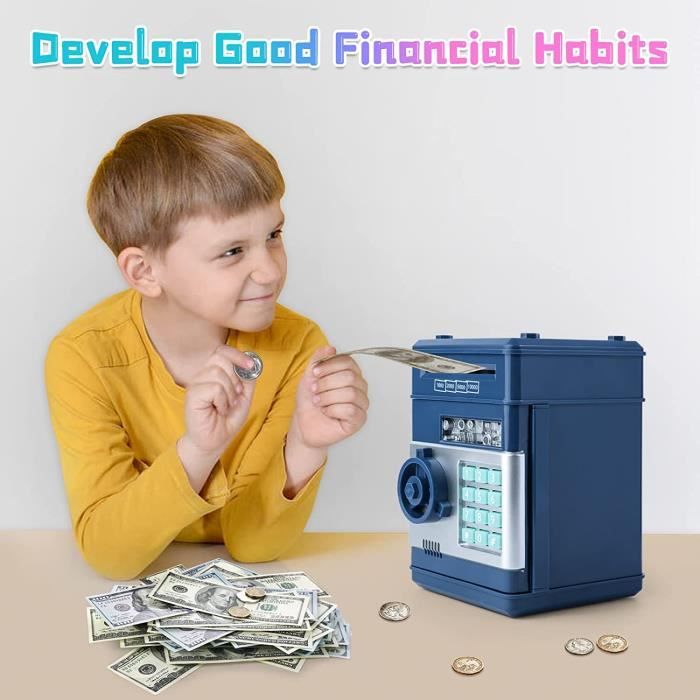 CoffreFort Enfant 312 Ans,Tirelire CoffreFort avec Code Tirelire Electronique ATM Tirelire