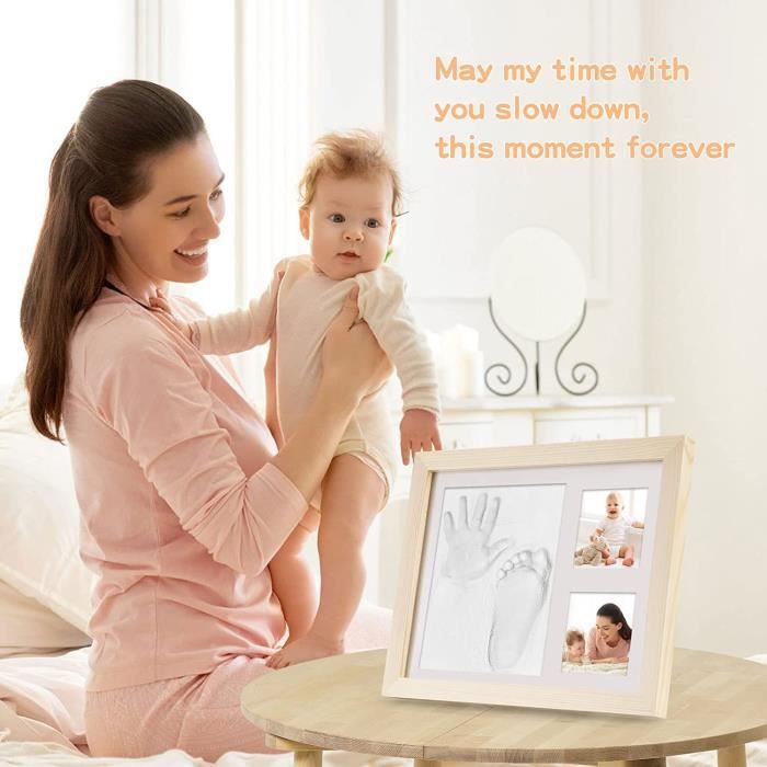 Kit Empreintes Mains Et Pieds Bébé Avec Cadre - Souvenir Naissance Personnalisable, Cadeau Naissance Fille Ou Garçon, Déco Chambre