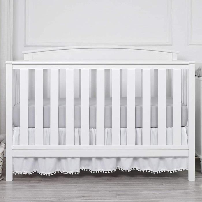Cache sommier pour lit bebe Jupe de lit a volants en microfibre Blanc Cdiscount Maison
