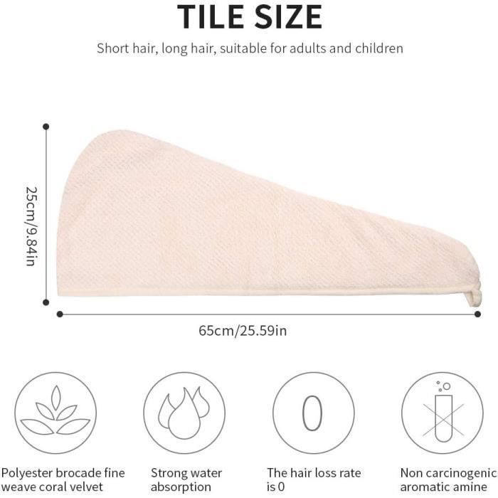 MACOSA SP1057-20 Turban cheveux en microfibre Blanc avec fermeture à bouton | Séchage rapide et doux Serviette de cheveux Turban