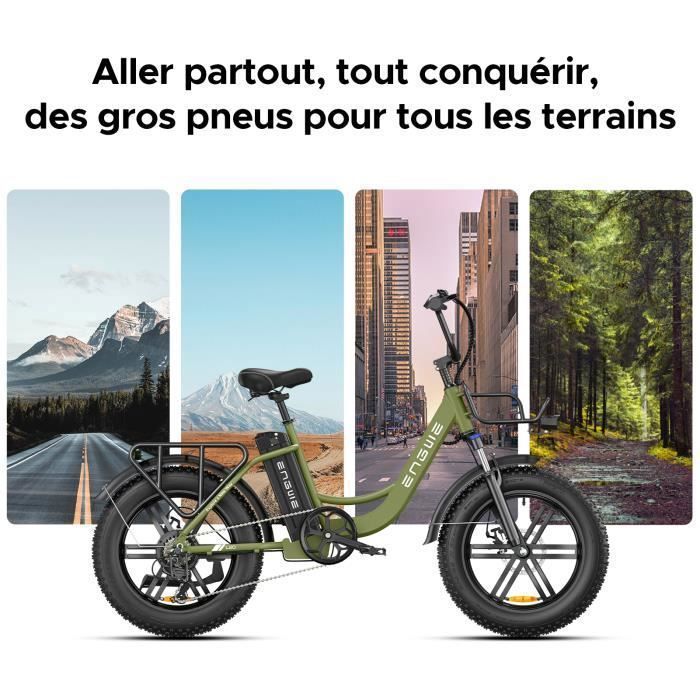 velo electrique ENGWE L20 Autonomie 140km Moteur 250W Batterie 48V13Ah Amortisseur avant Pneus 20 pouces VTC Fat bike Noir