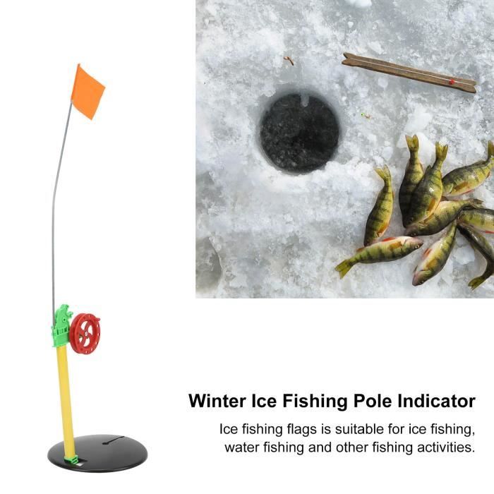 OUKENS Mini Canne à Pêche Sur Glace – Kit Complet Jaune – ABS, Inox, EVA – 1 Canne + 5 Embouts + Support – Transport Facile