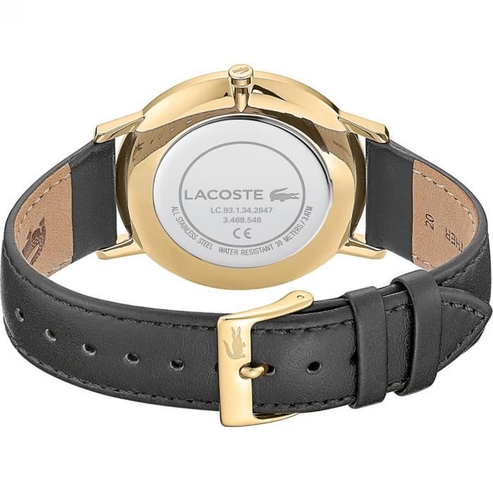 Montre Homme Lacoste Moon Bracelet Cuir Noir Cadran Plaqu