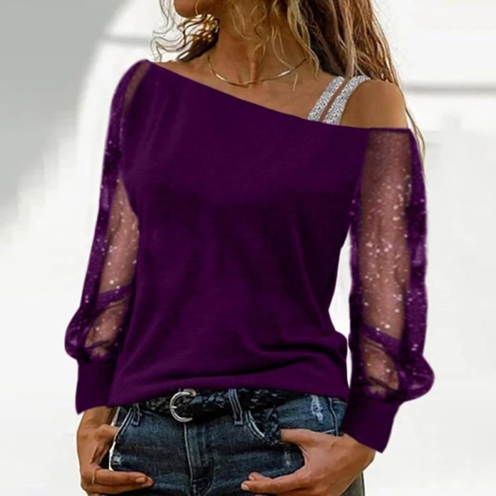 Tee shirt shop femme brillant
