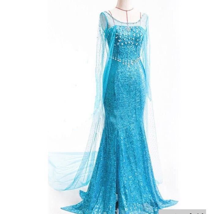 Costume de Cosplay Elsa de la Reine des Neiges pour Femme Adulte