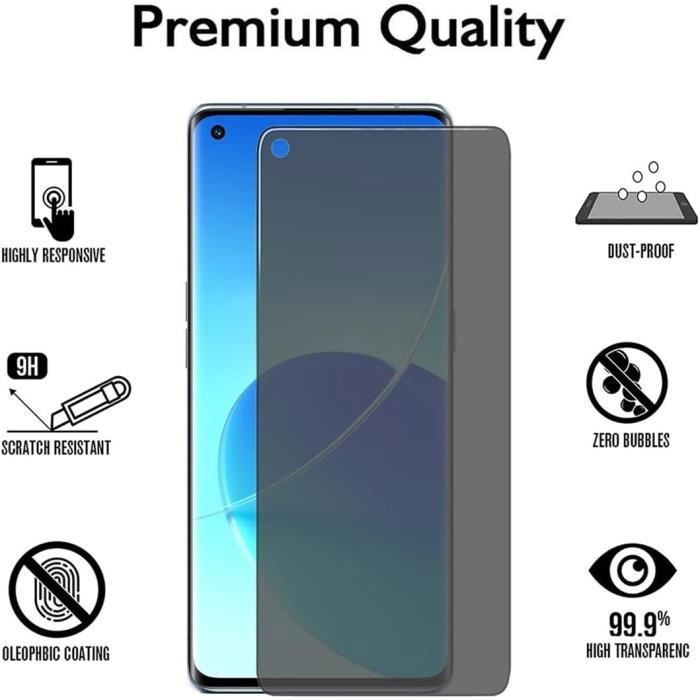 Lot De 4 Verres Trempés Protection Anti-espion Pour OPPO Reno 8 / 8 Pro 5G - Noir, Finition Slim