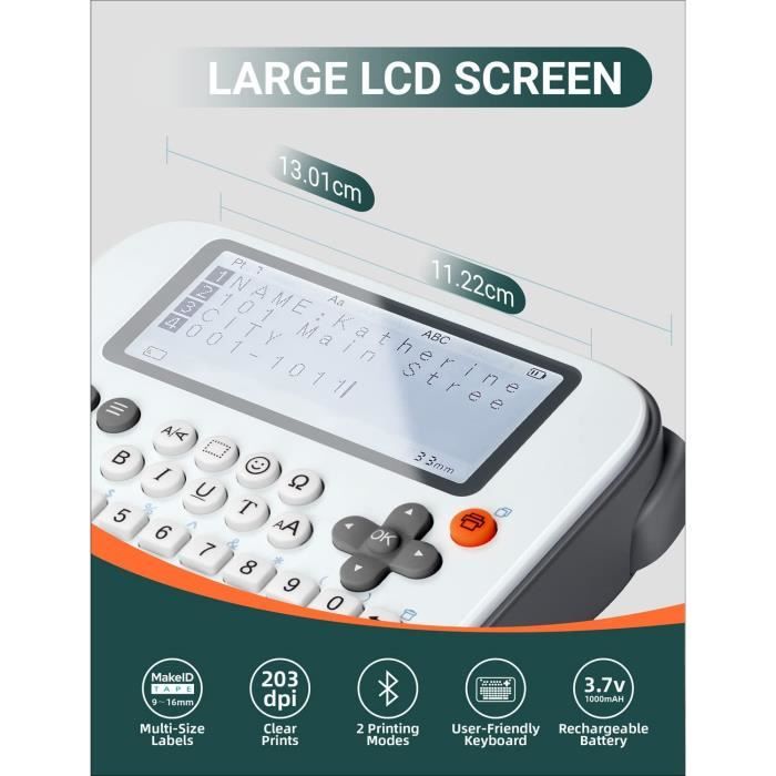 SUPVAN G15M Étiqueteuse Portable Rechargeable QWERTY – Imprimante Étiquettes Thermique + Gaine Thermorétractable – 6-15 Mm