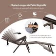 GIANTEX Transat Chaise Longue Bain de Soleil Pliant,Dossier Réglable à 5 Positions, Textile+Cadre en Fer,pour Jardin/Piscine,Café-2
