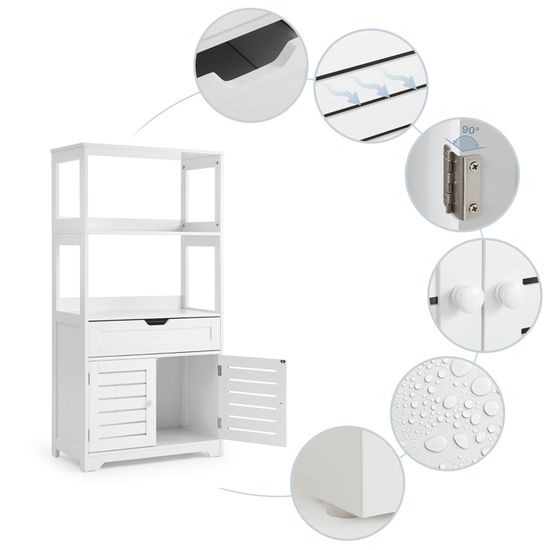 Mondeer Meuble de Salle de Bain,de Rangement Buffet avec2 Portes,3 Étagères Moderne MDF Peinture, pour Salon Chambre Entrée Cusine - Maison