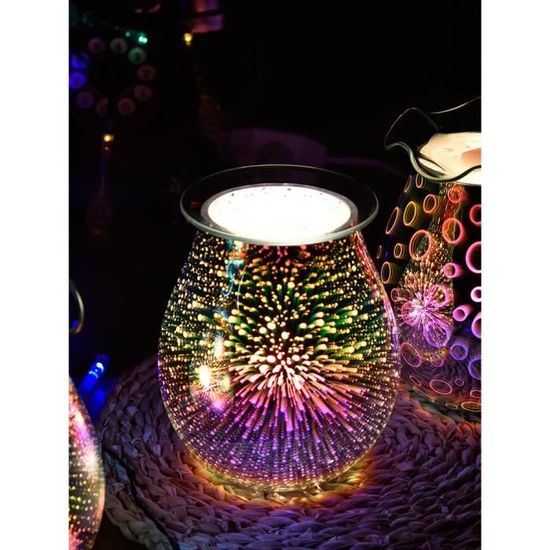 Lampe à Parfum électrique Effet Coloré – Brûleur De Cire Sans Fumée, Double Usage Lampe Et Diffuseur, Prise Européenne, Verre 3D - 11