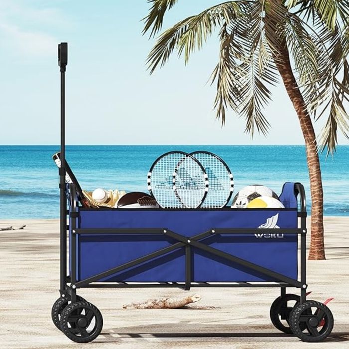 Chariot De Jardin Pliable WOLTU - Chariot Courses Plage Camping 80kg Gris Foncé