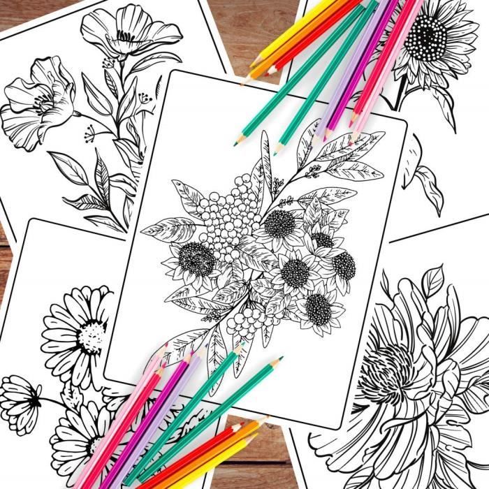 1334 Livre Coloriage Adulte Fleurs : Livre De Coloriage Anti Stress Adulte  Cahier De Coloriage Adultes Fleurs - 96 pages Format 21, - Cdiscount Jeux -  Jouets