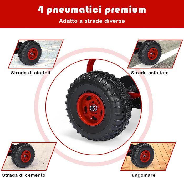 GIANTEX Kart à Pédale pour Enfant avec Siège Réglable, Roues en