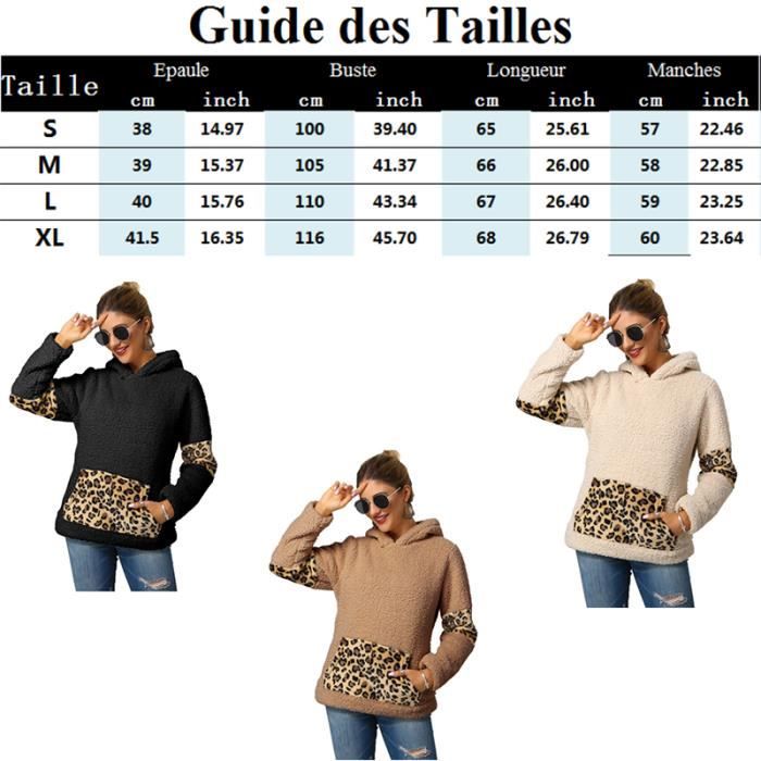 Sweat Femme LEOCLOTHO - Pieu Double Face Imprimé Léopard - Manches Longues - Col Capuche - Beige Beige - Prêt-à-Porter