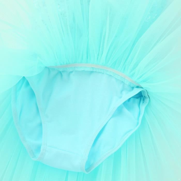 Robe De Ballet Tutu Enfant Fille - Justaucorps Paillettes Broderie - Costume Danse Classique Spectacle - Tailles 3-4 Ans à 15-16 Ans