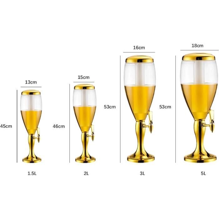 Girafe Bière LED Distributeur De Bière Girafe 3000ML - Tireuse à Bière De Table Avec LED Et Tube à Glaçons Tireuse Bière Table 3000ML