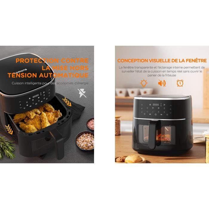 Air Fryer 6L, Airfryer Sans Huile 1200W, 7 Modes De Cuisson Pré