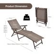 GIANTEX Transat Chaise Longue Bain de Soleil Pliant,Dossier Réglable à 5 Positions, Textile+Cadre en Fer,pour Jardin/Piscine,Café-3