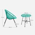 Ensemble de jardin SONGMICS - 2 chaises et 1 table en verre - Turquoise-3