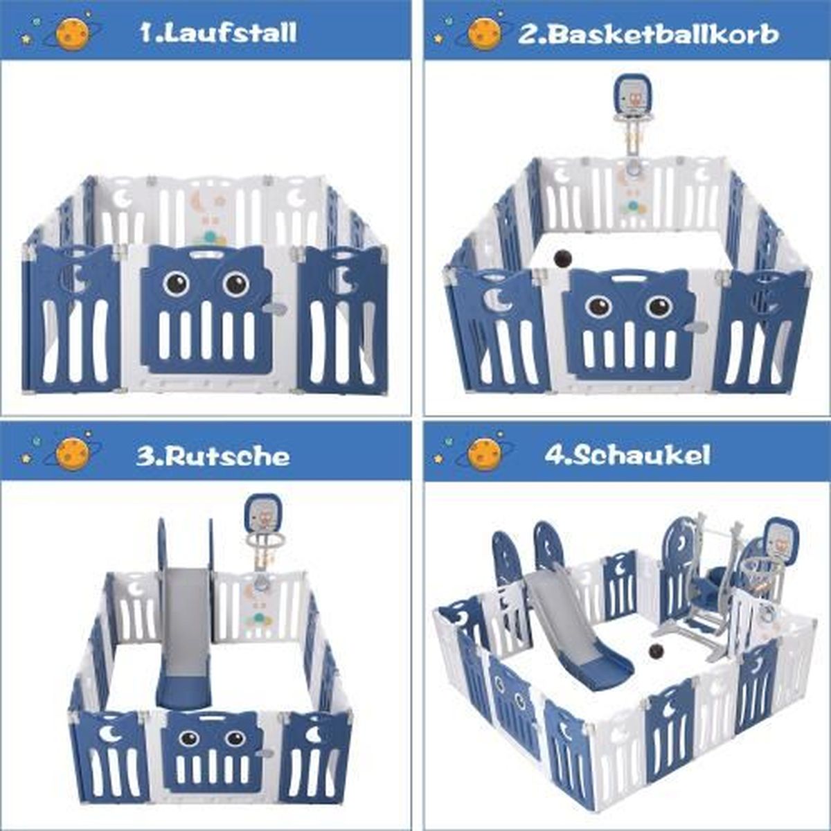 Parc Bebe Pliable Barriere Securitepliable 14 2 Panneauxavec Balancoire Toboggan Et Panier De Basket Bleu Balnc Cdiscount Puericulture Eveil Bebe