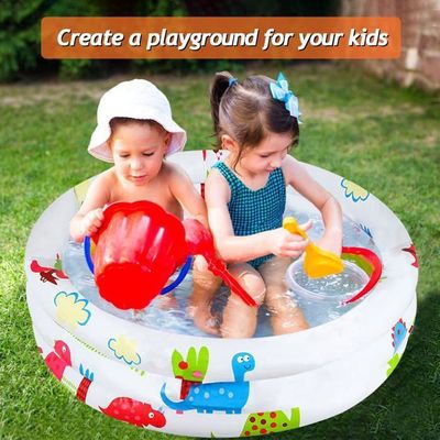 lenbest Shade Baby Pool, Pataugeoire Gonflable avec Auvent en PVC et Base de Bulles Extra Douce, Sprinkle Splash Pool Spray Water Fun Summer Garden Pool Outdoor Indoor for Kids (Blau