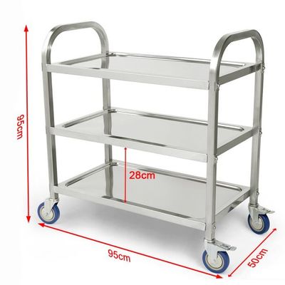 Chariot Multi-Usages 3 Niveaux Avec Tiroirs Et Poubelle - Chariot Cuisine Laboratoire Médical ABS