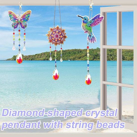 Kit Bricolage Enfant – 24 Pièces Carillon à Vent – Oiseaux, Papillons, Fleurs – Décorations Suspendues à Peindre – 4-10 Ans