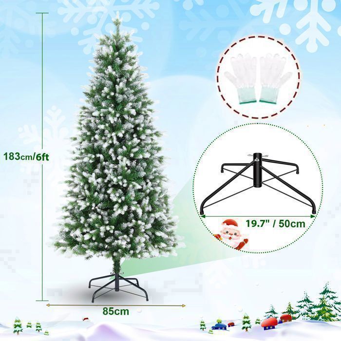 Sapin De Noël Artificiel 180cm Vert Foncé - PVC Dense, Système Parapluie, Pied Inclus