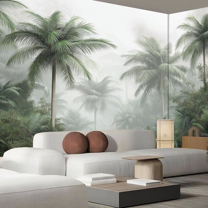 Papier Peint Panoramique Soie 3D, Palmier Jungle 396x280cm (L×H ...