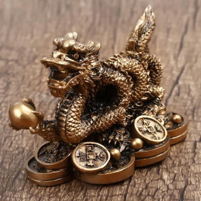 Statue de dragon chinois Sculpture Chance Succès Cadeau de pendaison de  crémaillère 3,15 x 1,57 x 1,97 pouces Beau bon Bronze - Cdiscount Maison
