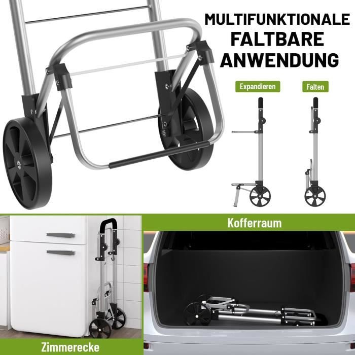 Chariot De Courses AREBOS 3en1 - 56 Litres - Compartiment Réfrigéré - Pliable - Bandoulière - Roues Grandes - Gris
