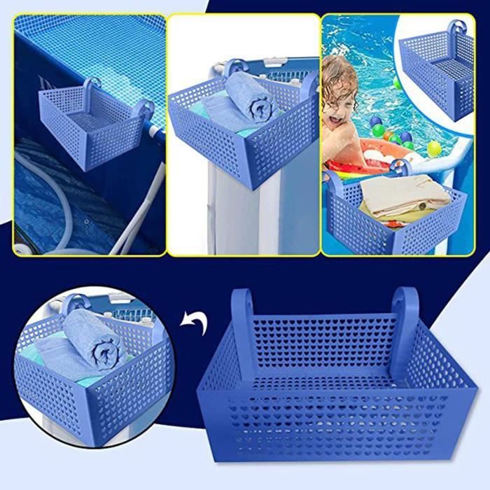 Bac Rangement Piscine Avec Roulettes - 122x78x88 Cm - Panier Filet Nylon - Pour Jouets, Flotteurs, Serviettes - 10