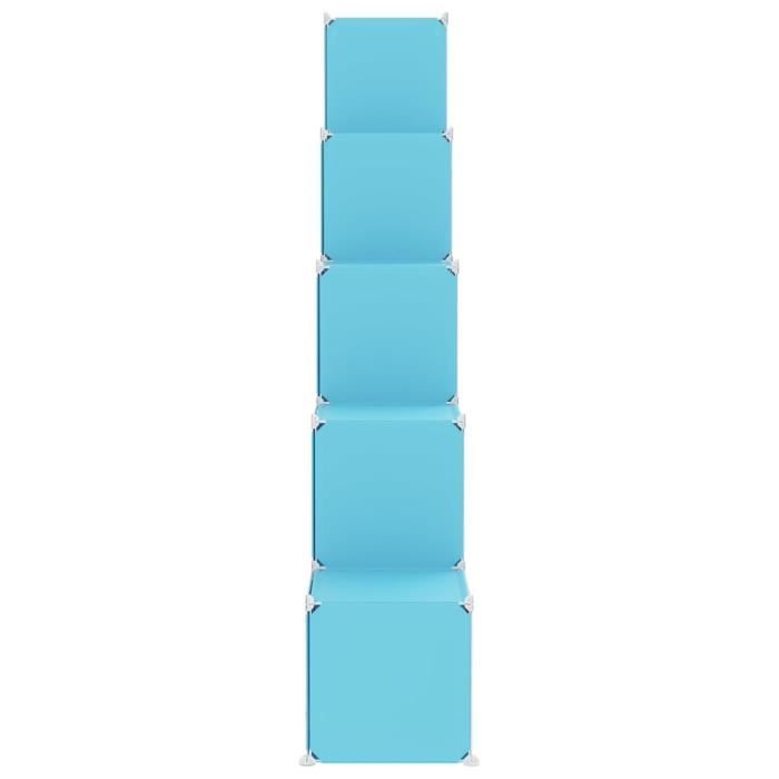 Meuble De Rangement Enfant 15 Cubes, Armoire Modulable Avec Portes, 153 X  31 X 153 Cm, Bleu