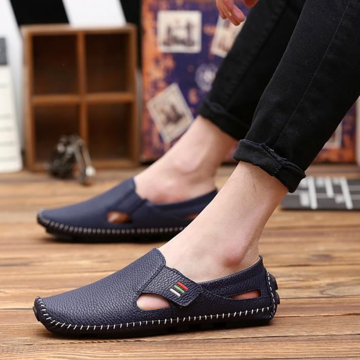 Mocassins pour hommes Chaussures plates decontractees respirantes Bleu PU artificiel Bleu Cdiscount Chaussures