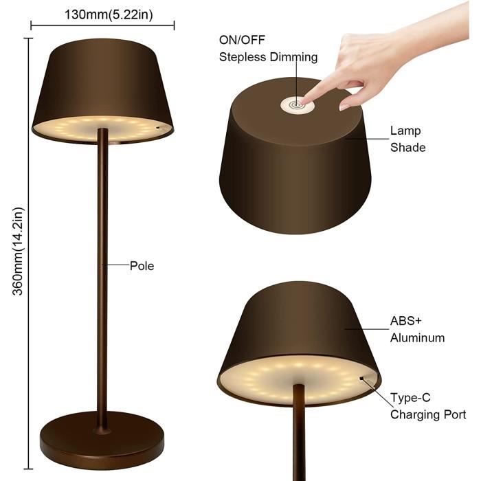 Bybule Lampe de Table Sans Fil, Lampe de Table LED Rechargeable