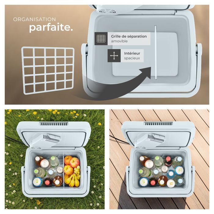 Glacière électrique Tillvex 32L – 230V Et 12V, Réfrigère Jusqu’à -18°C Et Réchauffe Jusqu’à 65°C, Mode ECO/MAX – Pour Voiture, Camping Et Maison