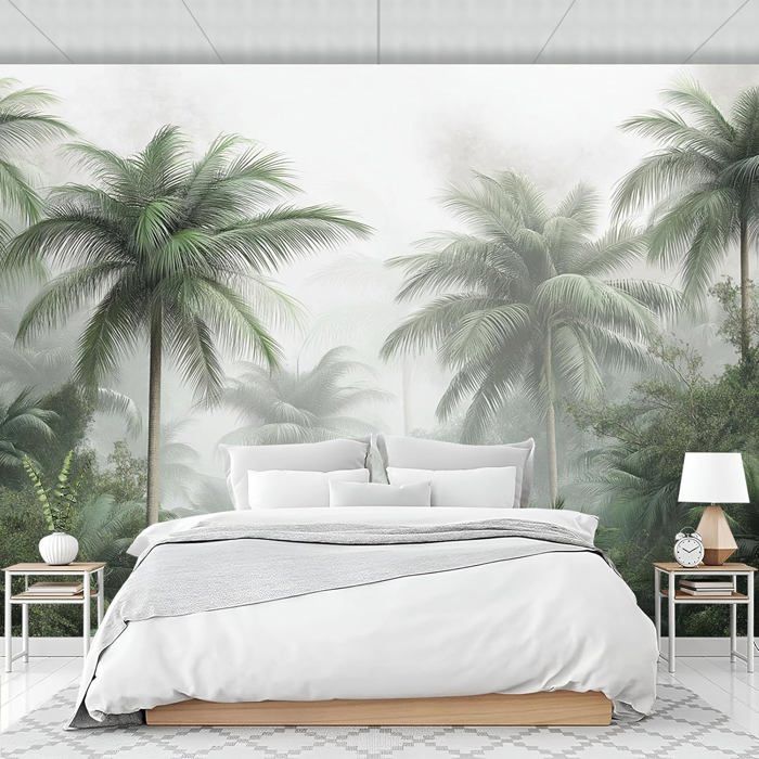 Papier Peint Panoramique Soie 3D, Palmier Jungle 396x280cm (L×H ...