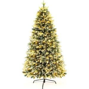 COSTWAY Sapin De Noël 210CM, Arbre De Noël Lumineux LED Blanc Chaud Arbre Artificiel Etroit Base En Fer Installation Facile Decoration De Noel Pour Maison Entreprise Magasin 76975187