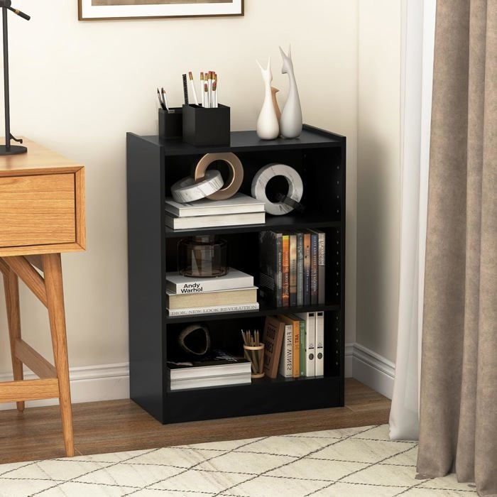 GOPLUS Étagère de Rangement Enfants-Bibliothèque 3 Compartiments-Dispositif Anti-basculement