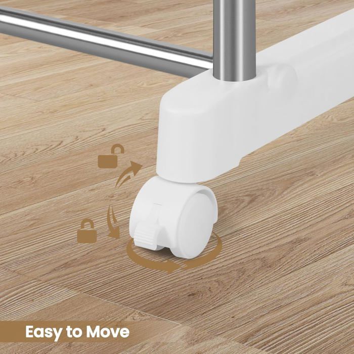 Calmootey Portant à vêtements à double tringle, porte-vêtements à roulettes, organiseur de vêtements portable pour chambre à coucher, salon, magasin de vêtements, noir