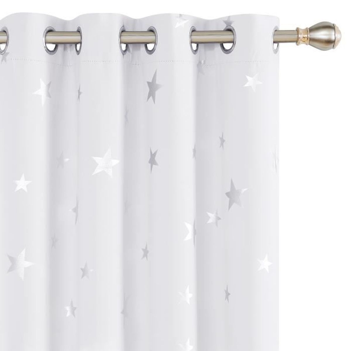 Arc en Ciel, L 130 x H 160 cm 2 Panneaux Rideaux Étoiles Occultants Double Couche Étoile Rideaux avec Voilages Nets Rideaux Occultants Thermiques Isolants pour Enfants Filles Chambre Salon 