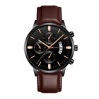 Montre Homme Quartz FESTIVUS , Cuir , Chic , Imperméable , Quartz , Analogique , Marron Bande , Cadran Noir