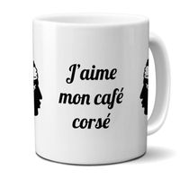 Mug J'aime mon café Corsé - Tasse cadeau symbole Corse - 33 cL, Céramique - Imprimé en France
