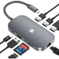 Tiergrade Hub USB C 9 ports USB C Adaptateur avec 4K HDMI, 2 ports USB 3.0, 1 port USB 2.0, type C PD, Gigabit Ethernet RJ45,