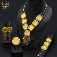 43 cm - S-279Golden - ensemble de bijoux de luxe pour femmes, pièces de monnaie plaqué or, collier, Bracelet,