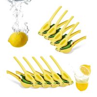 10x Zitruspresse manuell, stabile Fruchtpresse 2in1 für Zitronen und Limetten, Bar, HxBxT: 5,5 x 7,5 x 22 cm, gelb