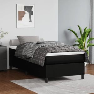 SOMMIER Sommier à ressorts de lit Noir - RAI - 90x190 cm - Similicuir - A ressorts - Lit à sommier tapissier